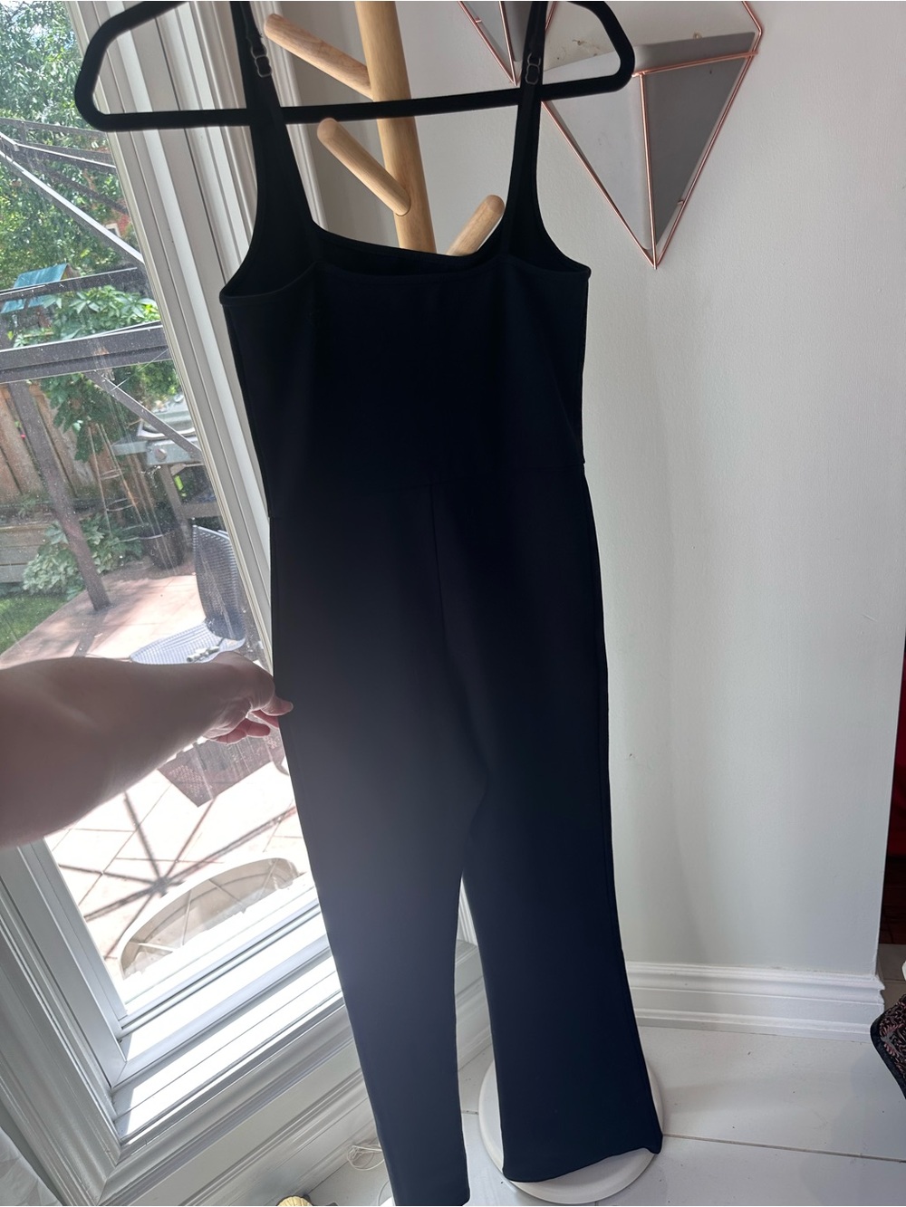 ABERCROMBIE & FITCH Black Square-Neck Jumpsuit SculptLux Straight Leg Size Small
